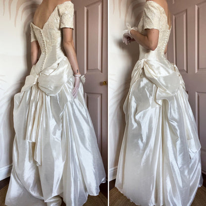 Dante Ronald Joyce off shoulder ivory wedding dress UK 10