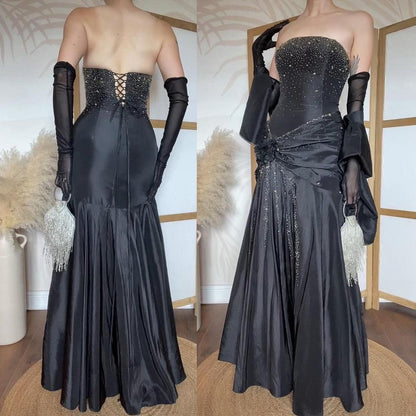 Black strapless beaded prom dress & shawl uk 12