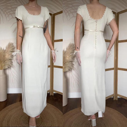 Cream short sleeve wedding dress uk 16/18