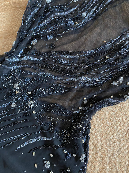 Yve London 100% silk beaded evening dress uk 14