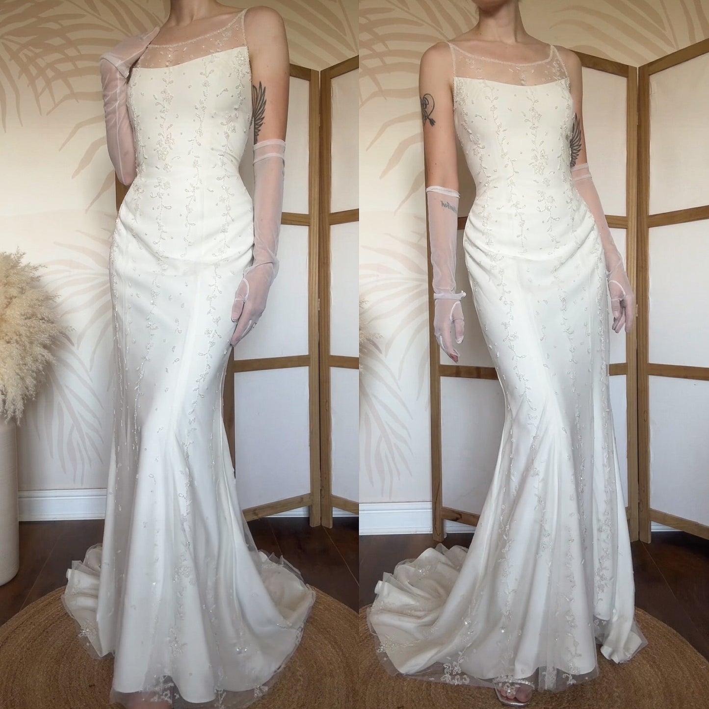 Ivory beaded wedding dress uk 10-12