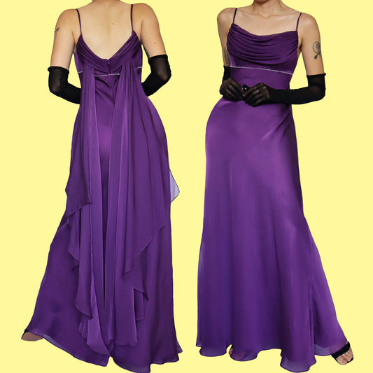 Purple chiffon evening dress UK 12