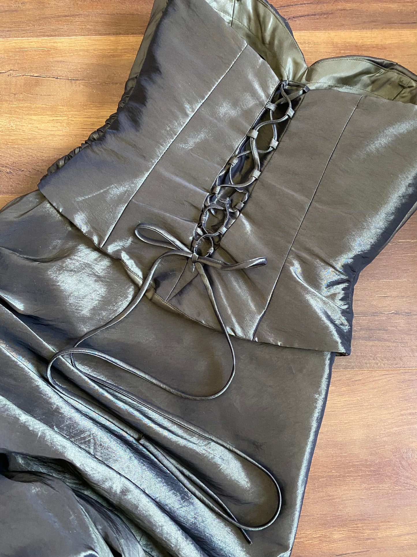 Goya green strapless fishtail prom dress & shawl uk 8