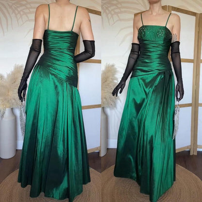 Emerald green taffeta prom dress & shawl uk 10