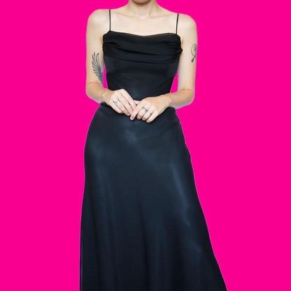 Black chiffon evening gown UK 12 & UK 16