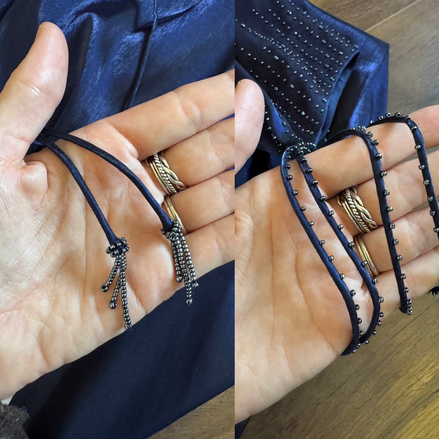 Navy Debut a-line beaded dress & shawl uk 12