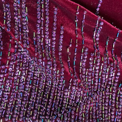 Frank Usher Vintage Red Velvet Beaded Bodycon Dress UK 12