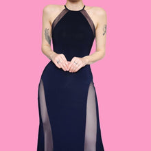 Load image into Gallery viewer, Navy Morgan &amp; Co stretch evening dress UK 10
