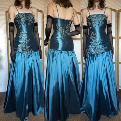 Shimmery blue fit & flare prom dress uk 8-10