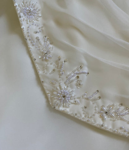 Ivory chiffon long sleeve wedding dress uk 10