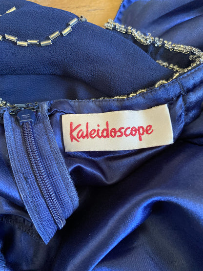 Navy Kaleidoscope beaded evening gown UK 16