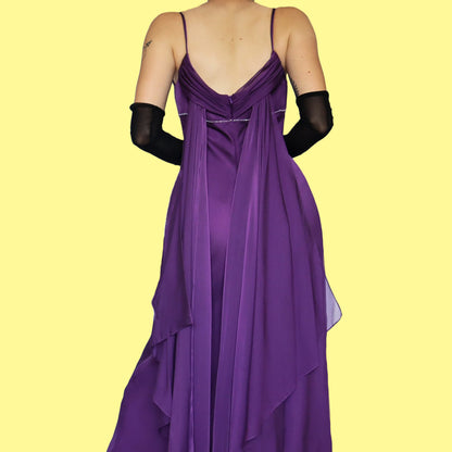 Purple chiffon evening dress UK 12
