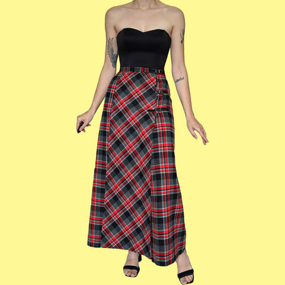 Alexon tartan wool blend maxi skirt UK 10