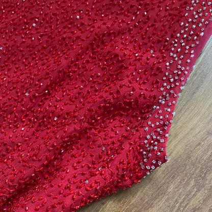 Serenade 100% silk red beaded vintage evening dress uk 10