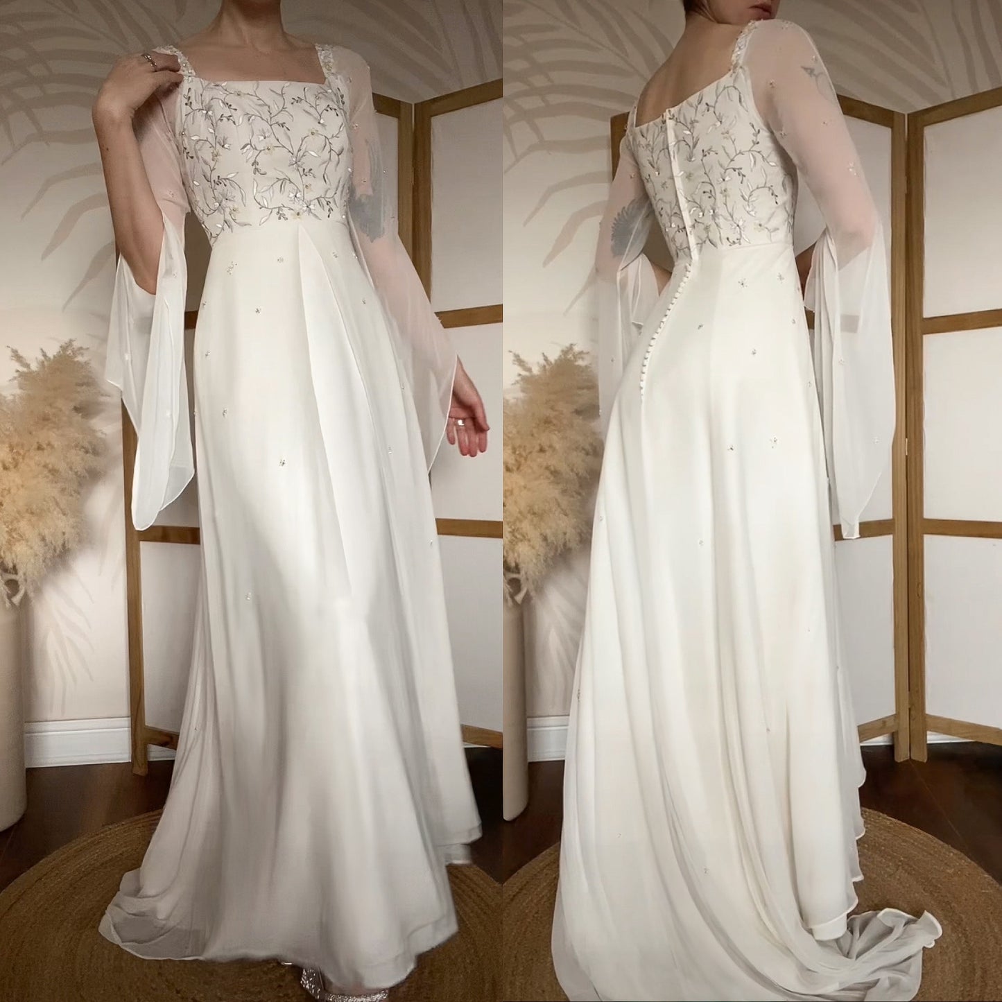 Benjamin Roberts long sleeve ethereal wedding dress uk 12