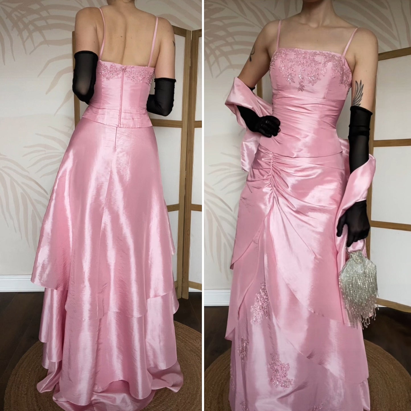 Baby pink 3-piece top/skirt & shawl prom set uk 8-10