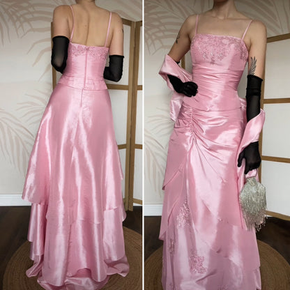 Baby pink 3-piece top/skirt & shawl prom set uk 8-10