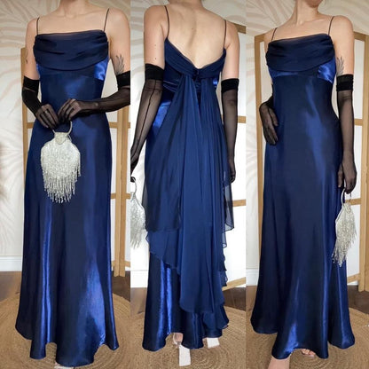 Navy silky evening dress uk 14-16