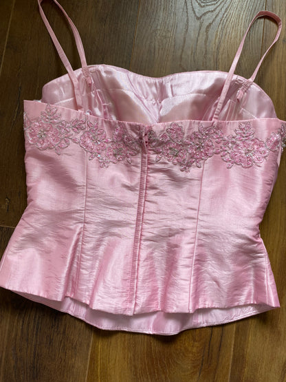 Baby pink 3-piece top/skirt & shawl prom set uk 8-10