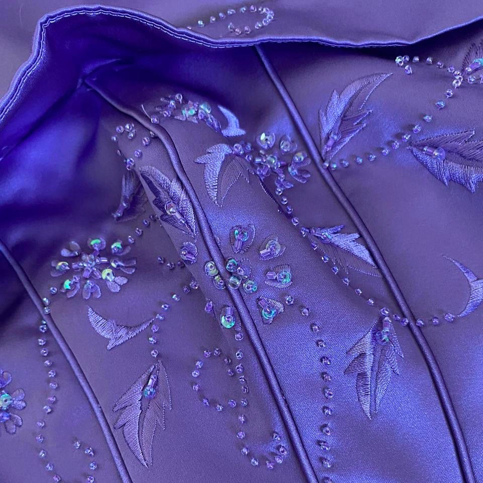 Hilary Morgan Vintage Purple Strapless Corset Gown UK 10-12