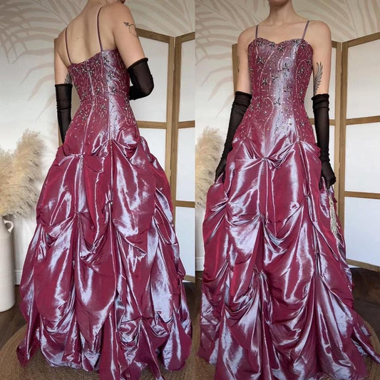 Iridescent purple a-line prom dress uk 10