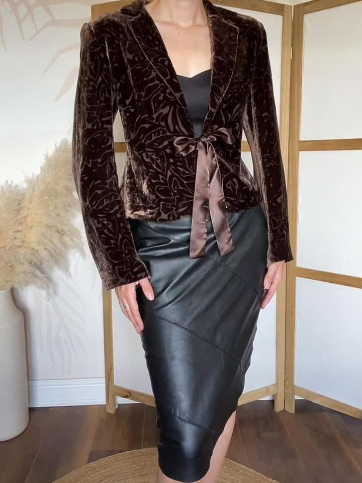 August Silk brown velvet evening jacket uk 12