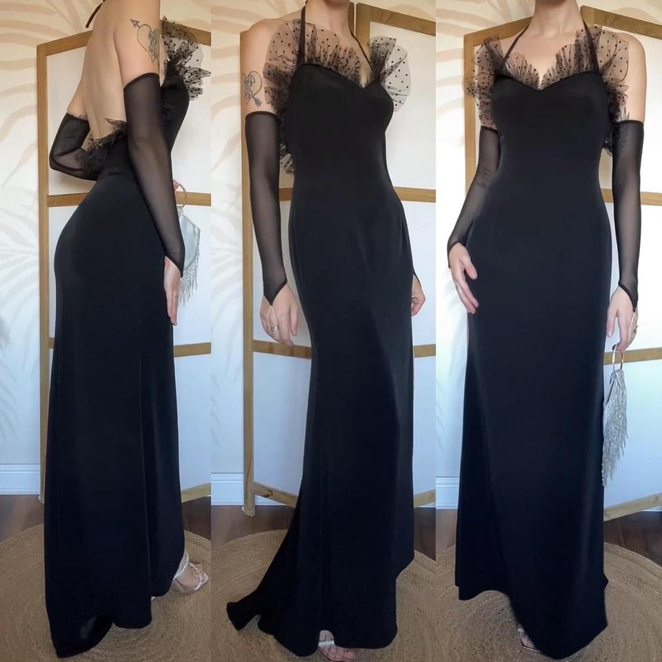 Chic Simon Ellis black halter neck dress uk 12