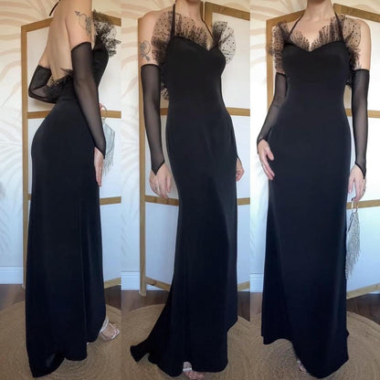 Chic Simon Ellis black halter neck dress uk 12