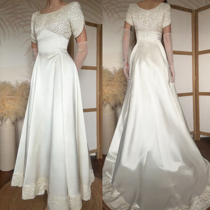 Hilary Morgan ivory satin wedding dress uk 12