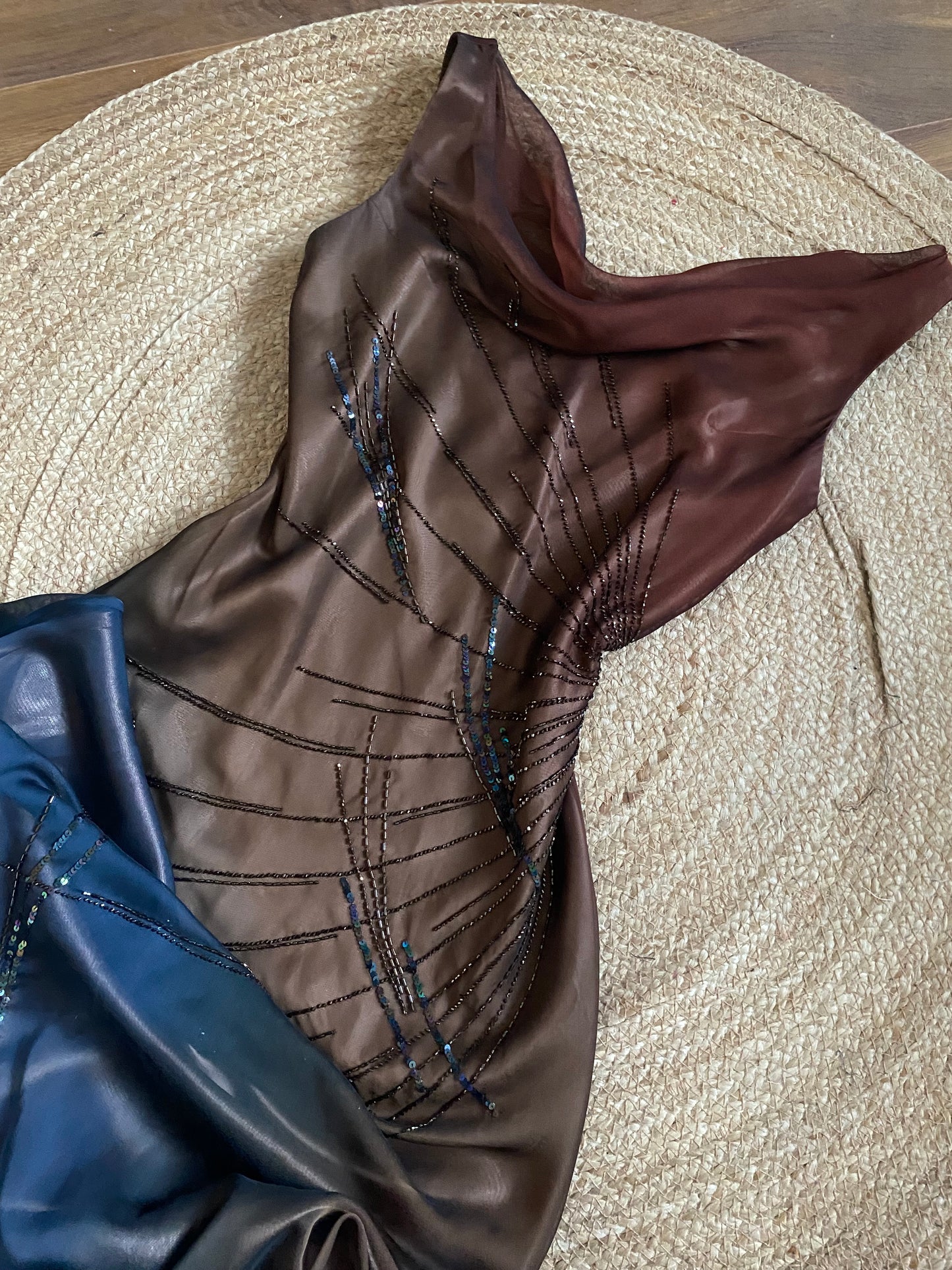 Emma Somerset ombré slip beaded evening dress UK 12