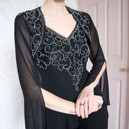 Vintage After Six 2 piece chiffon dress & shawl UK 10