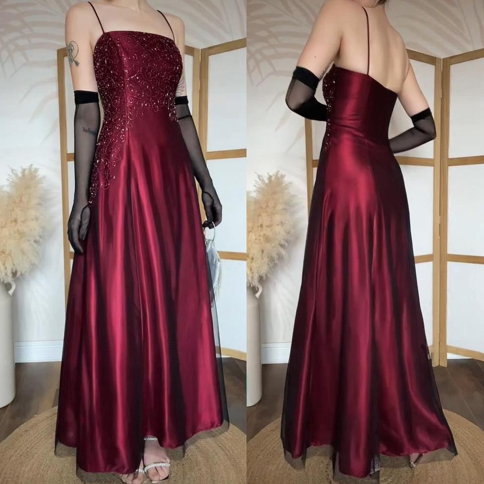 Blondie Nites dark red beaded a-line prom dress uk 12