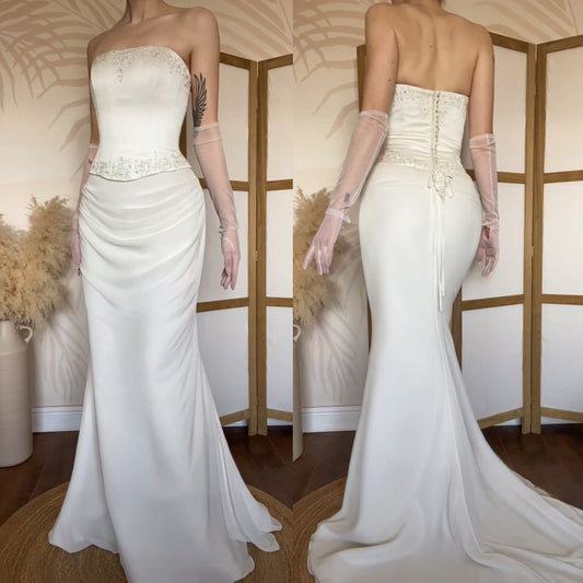 Ivory strapless Sincerity Bridal wedding dress uk 12