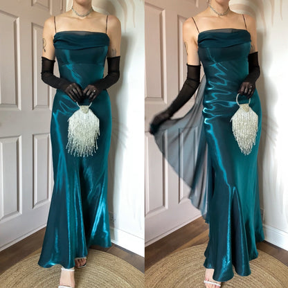 Teal Dave & Johnny silky evening dress UK 12