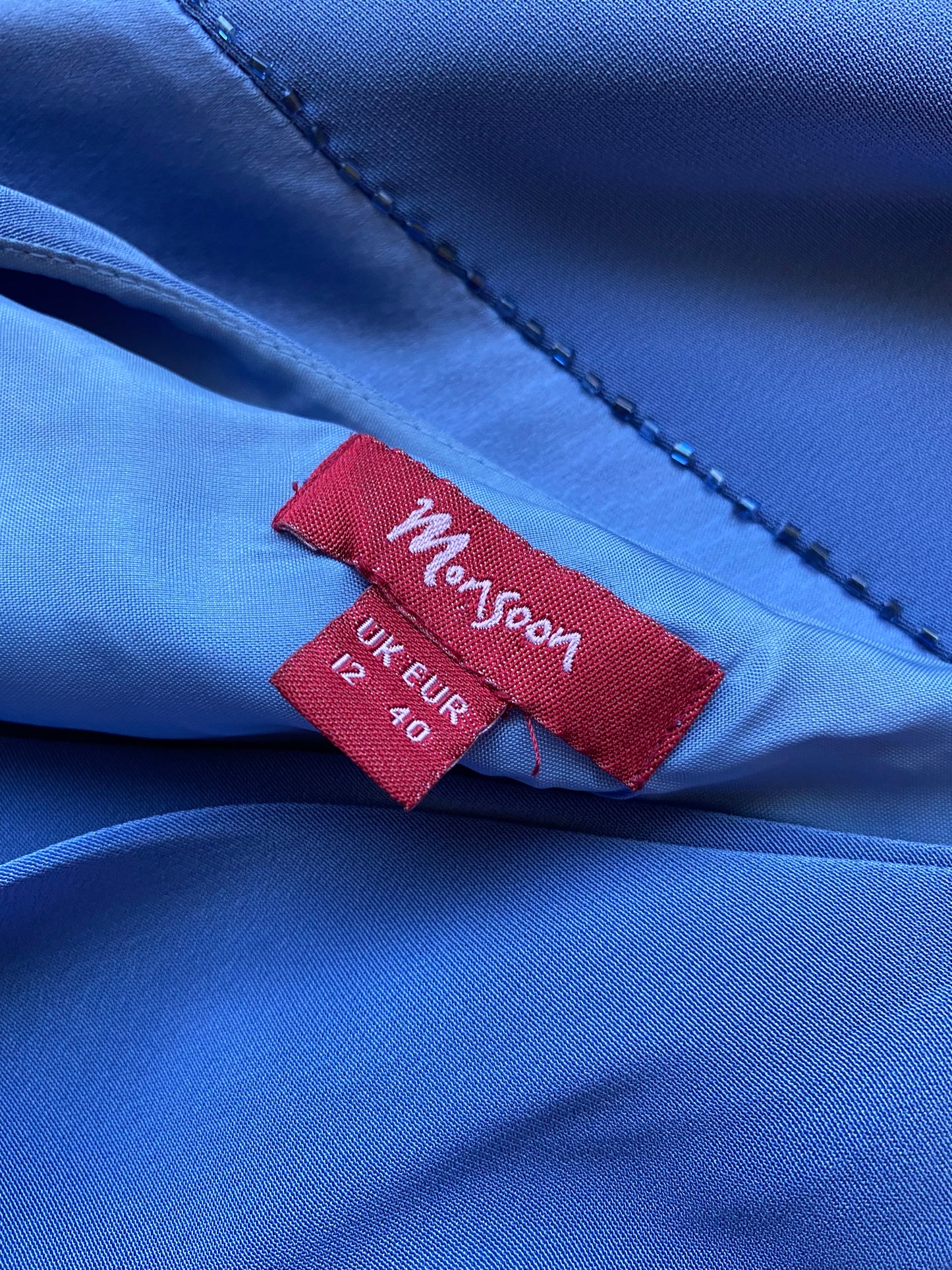 Cornflower blue slip evening dress UK 12