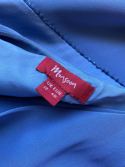 Cornflower blue slip evening dress UK 12