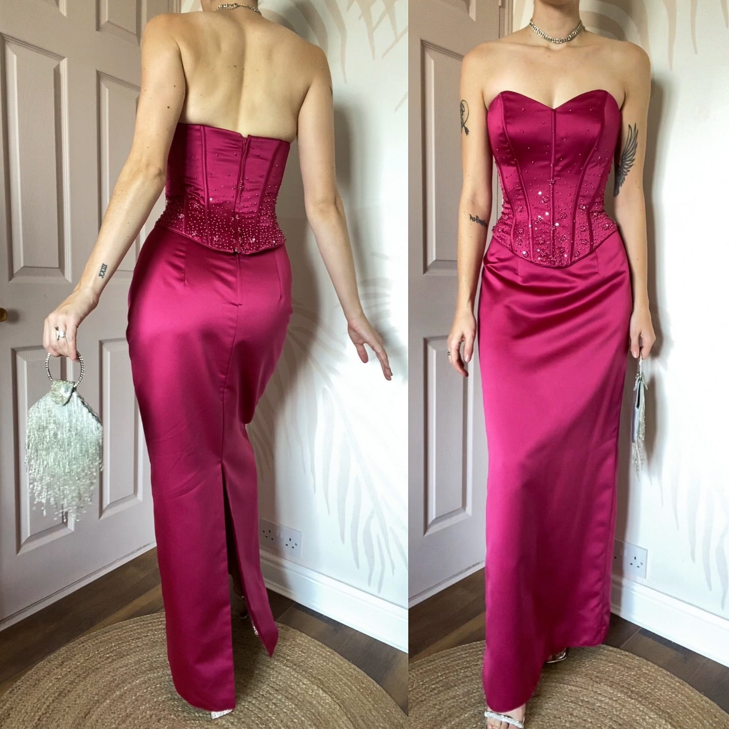 Hilary Morgan pink 2 piece prom set UK 12