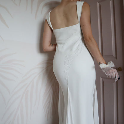 White Victoria Jane chiffon wedding dress UK 12