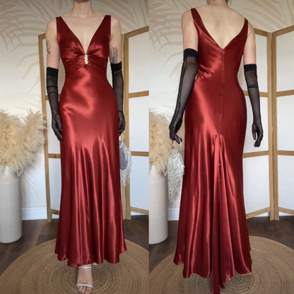 Morgan & Co red satin evening dress uk 10