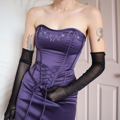 Hilary Morgan purple 2 piece corset & skirt set UK 10
