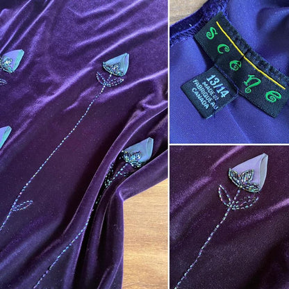 Scene purple velvet stretch evening dress uk 14-16