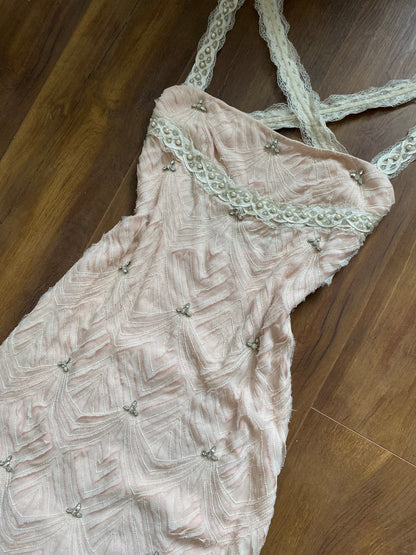 Patric Casey light pink silk evening dress uk 12