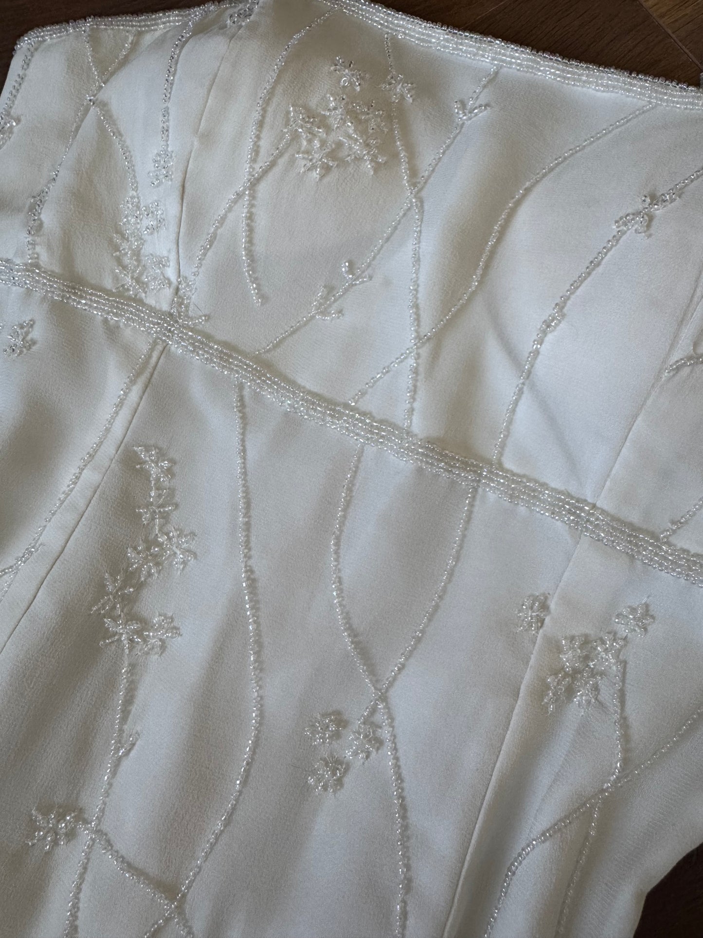 Scala 100% silk ivory beaded wedding dress uk 10
