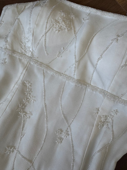 Scala 100% silk ivory beaded wedding dress uk 10