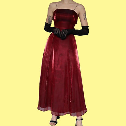 Red Debut shimmery a-line organza dress UK 10
