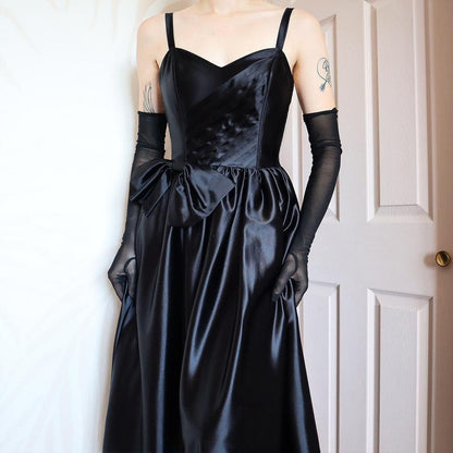 C&A black silky a-line evening dress UK 10