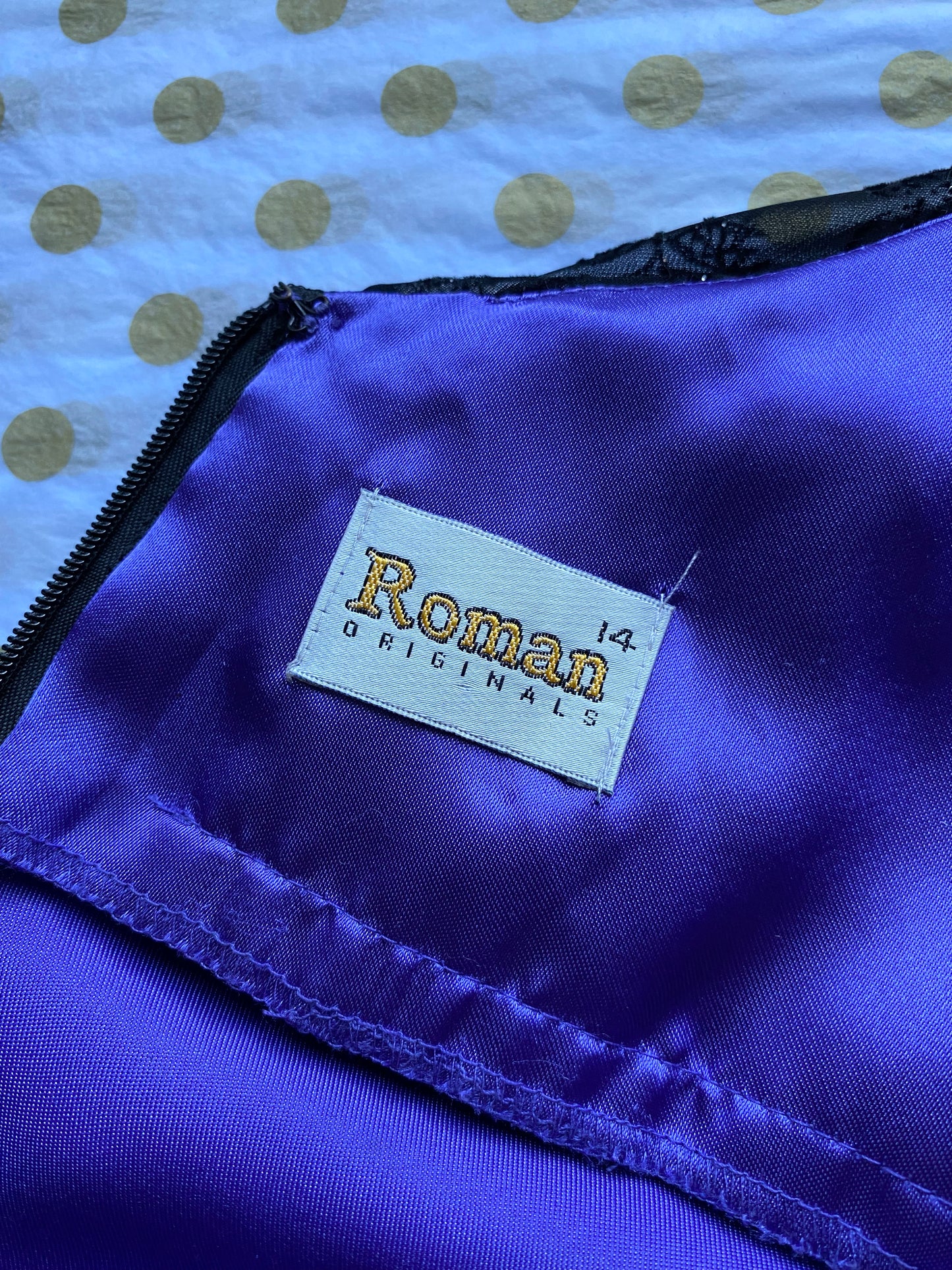 Purple glittery floral evening gown UK 14