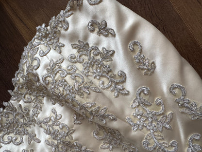 Champagne strapless lace wedding dress uk 12