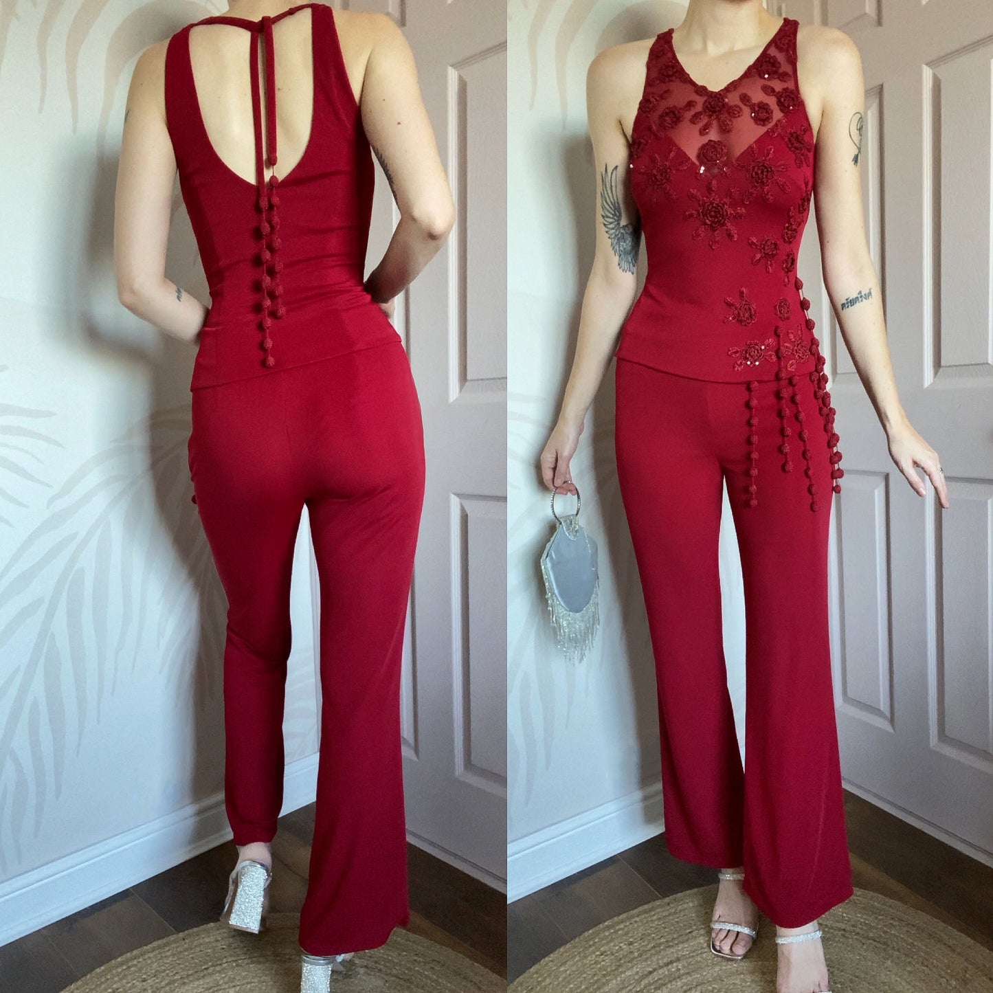 Dusk red 2 piece trousers & top set UK 10