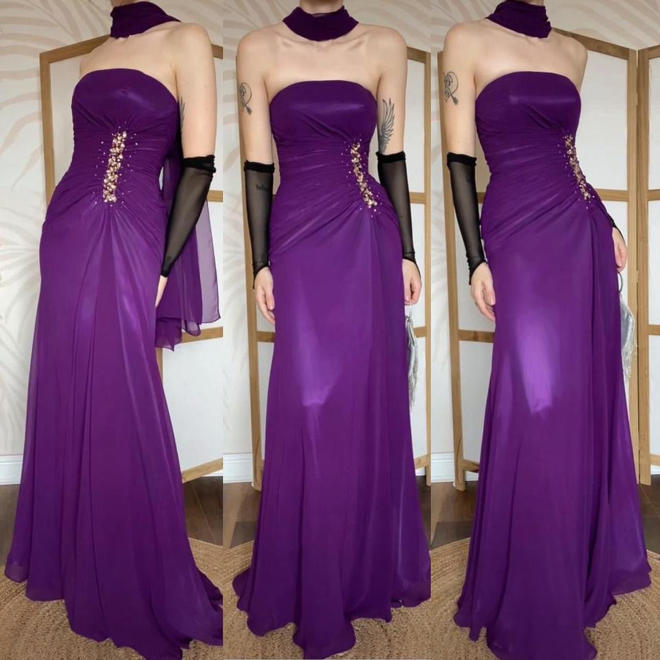 Goya purple strapless prom dress uk 12 available